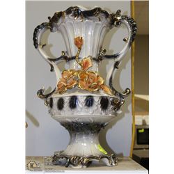 17" TALL CAPODIMONTE PORCELAIN VASE, MADE IN ITALY