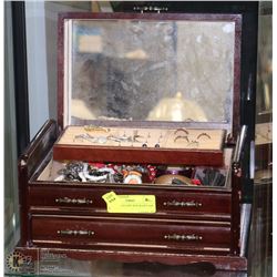 WOOD JEWELLERY BOX W/LIFT-TOP &