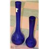 Image 1 : 2 LARGE BLUE FLOOR STANDING 24" & 32" VASES