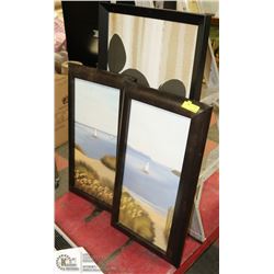 GROUP OF 3 WOOD FRAMED ARTWORK FEATURING SAILBOATS