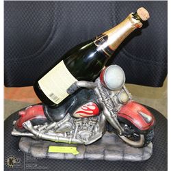 CERAMIC MOTORCYCLE WINE HOLDER WITH BOTTLE