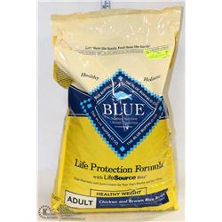 BLUE BUFFALO 30LB ADULT DOG FOOD EXP. MAR. 2019