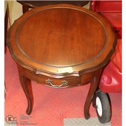 ROUND WOOD TABLE WITH DRAWER