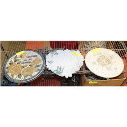 SET OF 3 CERAMIC GARDEN PLAQUES - ALL 12" D