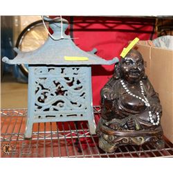 VINTAGE CAST IRON PAGODA CANDLE HOLDER WITH