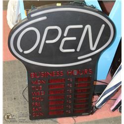 LED OPEN SIGN WITH DAY AND TIMES
