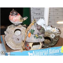 COLLECTION OF 3 CERAMIC BIRD HOUSES - SIZES ARE
