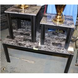 FAUX MARBLE COFFEE TABLE SET INCL COFFEE AND 2 END