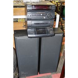 SONY COMPACT HI-FI STEREO W/ FLOOR SPEAKERS, 5 CD