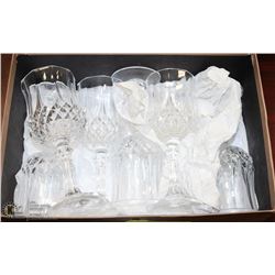 LOT OF 6 CUT GLASS 6 OZ WINE GLASSES