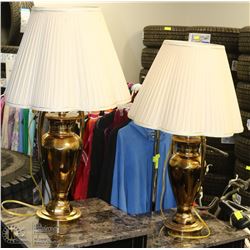 PAIR OF BRASS TONE TABLE LAMPS