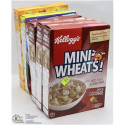 6 BOXES OF ASSORTED CEREAL INCL MINI WHEATS, SUGAR