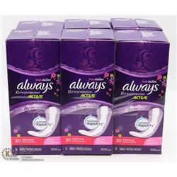 6 BOXES OF ALWAYS FRESH DAILIES ACTIVE MAXI PADS