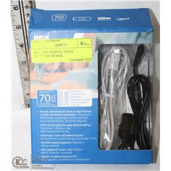 RCA MINI DIGITAL VOICE RECORDER IN BOX.