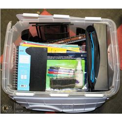 TOTE OF OFFICE SUPPLIES & ACCESSORIES
