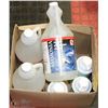 Image 1 : FLAT OF 3 BOTTLES OF 1.8L AMMONIA & 2 CANS OF GUM