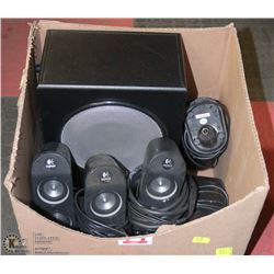 LOT OF 5 COMPUTER SPEAKERS & SUBWOOFER.