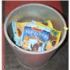 Image 1 : METAL BUCKET WITH ASSORTED DOG TREATS