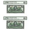 Image 1 : Bank of Canada, 1937 High Grade Sequential Banknote Pair.