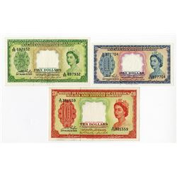 Board of Commissioners of Currency, Malaya and British Borneo, 1953 Banknote Issue Trio.