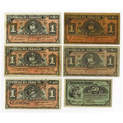 Republica del Paraguay, 1907-1920, Group of 6 Issued Notes.