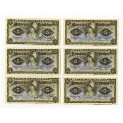 Banco de la Republica del Paraguay, L.1907, Lot of 9 Issued Banknotes.