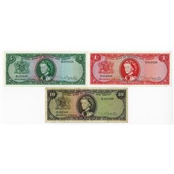 Central Bank of Trinidad and Tabago, L.1964 Banknote Trio.