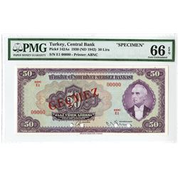 Central Bank of Turkey, Third Issue, 1930 (ND 1942) Specimen Banknote.