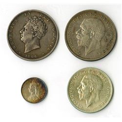 Great Britain: 1826-1936, Quartet of Silver Coins