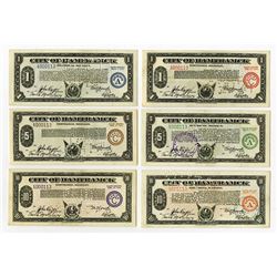 City of Hamtramck, Michigan, 1933-1934 Matching Serial Number Depression Scrip Assortment.