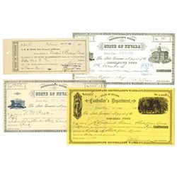 Controller's Office - State of Nevada, Lot of 3 different ca.1888-1898 Warrants.