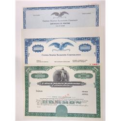 United States Banknote Corp., 1980s Trio of Specimen Stock Certificates