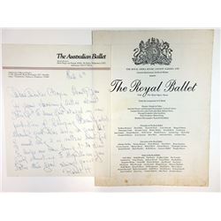 Robert Helpmann, Artistic Director of the Australian Ballet, 1963 Letter and Program signed by him.