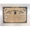Image 1 : American Express Co., 1873 Cancelled Stock Certificate With William Fargo Signature.