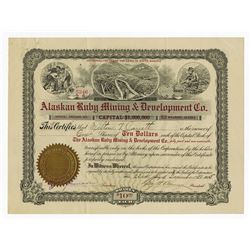 Alaskan Ruby Mining & Development Co. 1905 Stock Certificate.