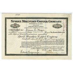 Spirit Mountain Copper Co. (property in Alaska) 1911 stock Certificate