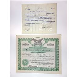 Colossal Cavern Co., 1928 Cancelled Stock Certificate Pair.