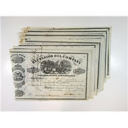 Excelsior Oil Co. Group of Stocks, 1864 Group of Issued Stock Certificates