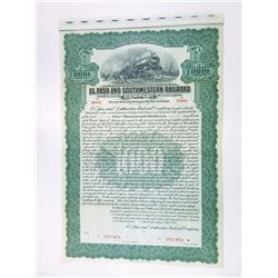 El Paso and Southwestern Railroad Co., 1915 Specimen Bond