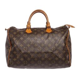 Louis Vuitton Monogram Canvas Leather Speedy 35 cm Bag