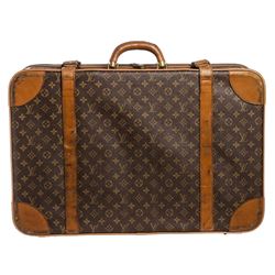 Louis Vuitton Monogram Canvas Leather Vintage Suitcase Luggage
