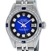 Image 2 : Rolex Ladies Stainless Steel Blue Vignette Diamond & Sapphire Datejust Wriswatch