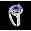 Image 4 : 4.10 ctw Tanzanite and Diamond Ring - 14KT White Gold