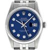 Image 1 : Rolex Mens Stainless Steel 36MM Blue Diamond Datejust Wristwatch