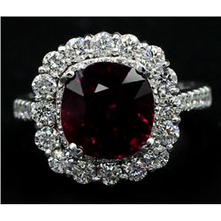 5.30 Carat Cushion Cut Rhodolite Anniversary Diamond Wedding Ring in 14k White G