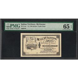 190X's 25 Cent J.J. McAlester Trade Note Obsolete PMG Gem Uncirculated 65EPQ
