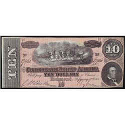 1864 $10 Confederate States of America Note