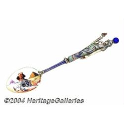 A SILVER AND ENAMEL EGYPT SOUVENIR SPOON