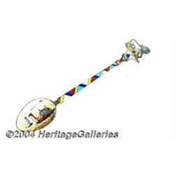 A SILVER AND ENAMEL EGYPT SOUVENIR SPOON