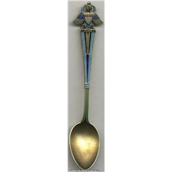 A SILVER-GILT AND ENAMEL EGYPT SOUVENIR SPOON